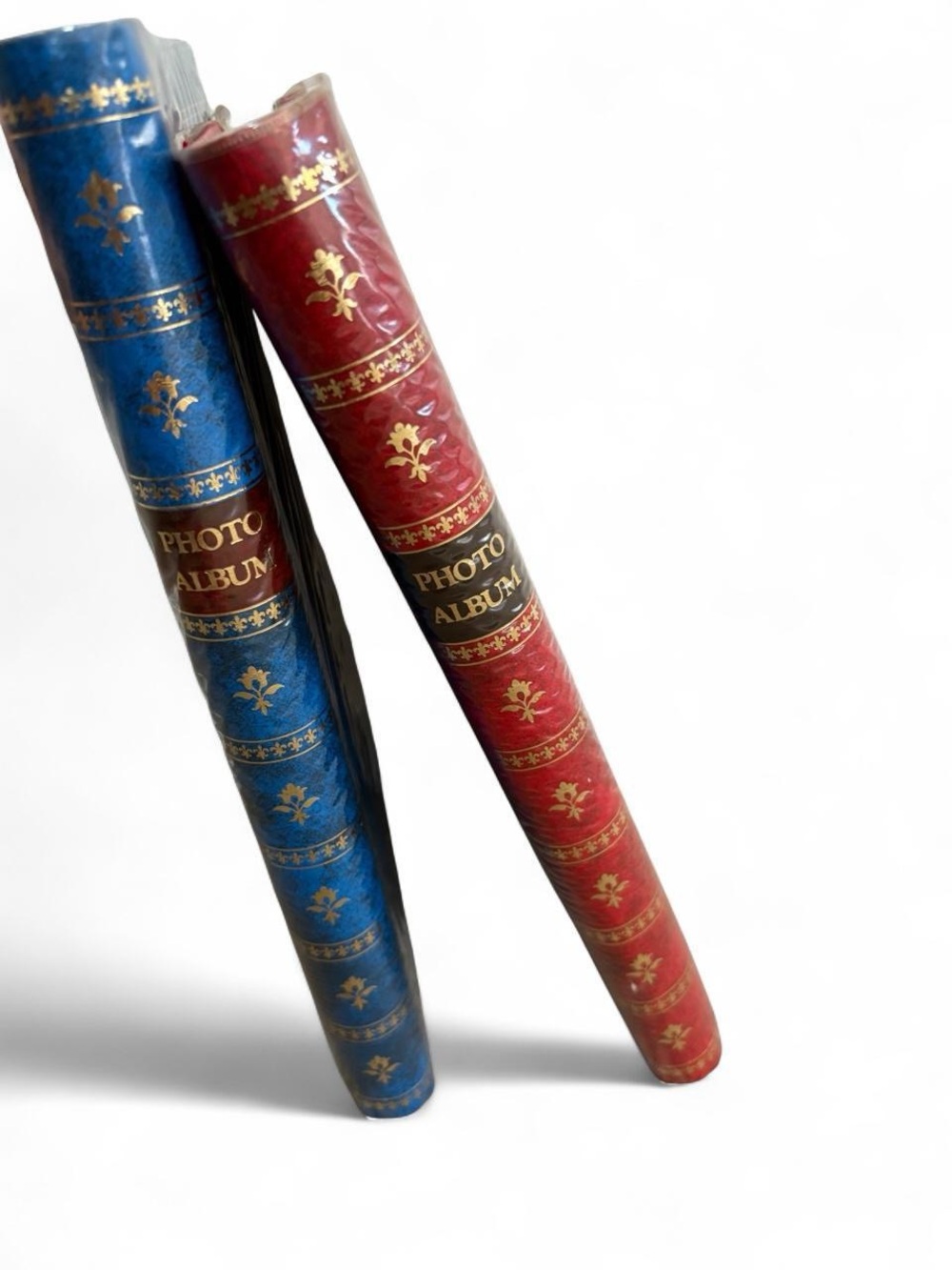 Vintage Set of 2 PIONEER Red and Blue Photo Albums with Gold Embossing